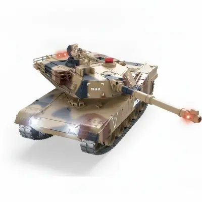 Радиоуправляемый танк MOKA M1A2K 2033 песочный камуфляж — поворот башни 360°, гусеничный ход, 2.4 GHz, свет и звук купить в Казахстане