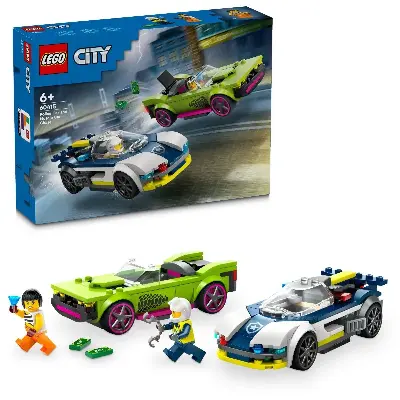 LEGO Конструктор LEGO City 60415 Погоня за полицейской машиной и мускул-каром — полиция против грабителей купить в Алматы