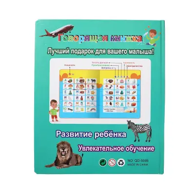 Говорящая книга QD-5046 — 17 тем, русский и английский язык, 31×3×26 см, USB зарядка вид сбоку