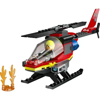 LEGO Конструктор LEGO City 60411 Пожарно-спасательный вертолёт с водомётами и пилотом LEGO CITY вид сбоку