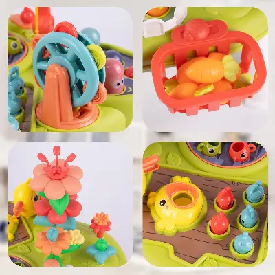 MalPlay Развивающий столик MalPlay PARK GAME YL256 — рыбалка, молоток, сад, 30×25×24 см для детей от 18 месяцев вид сбоку