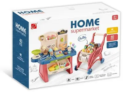 Игровой набор Супермаркет 668-83 — касса со светом и звуком, тележка и 40 предметов, от 3 лет купить в Алматы