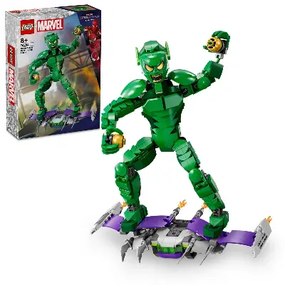 LEGO Конструктор LEGO Marvel 76284 Зелёный Гоблин на планере с бомбами — гибкая фигурка злодея LEGO MARVEL вид сбоку