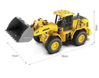 MokaToys Радиоуправляемый экскаватор MOKA 2135 — подвижный ковш, прочный пластик для юных строителей вид сбоку