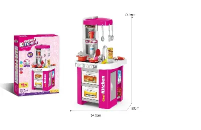 Детская кухня Modern Kitchen 922-171 — 49 предметов, пар, вода из крана, свет и звук, от 3 лет вид сбоку