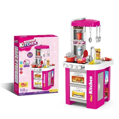 Детская кухня Modern Kitchen 922-171 — 49 предметов, пар, вода из крана, свет и звук, от 3 лет купить в Казахстане