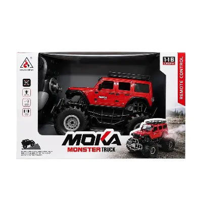 MokaToys Радиоуправляемый монстр-трак MOKA 2260B — масштаб 1:16, чёрный кузов, управление 2,4 ГГц, аккумулятор, световые эффекты вид сбоку