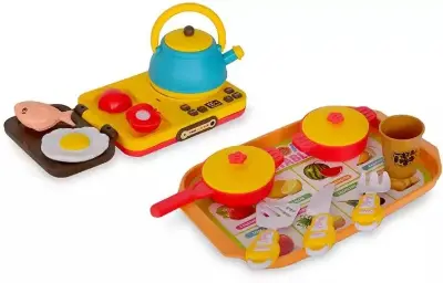 Игровой набор посуды Little Chef А432-83A — плита, чайник, кастрюли и продукты, от 3 лет купить в Казахстане