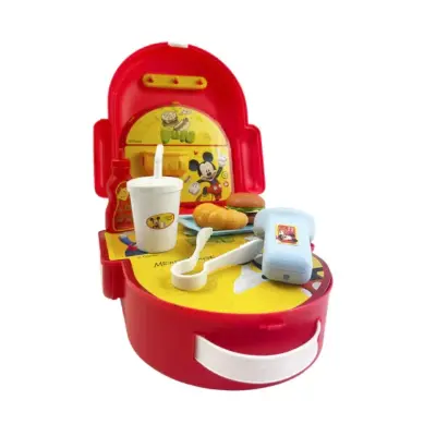 Игровой набор рюкзак-трансформер Mickey Mouse D8989A Фастфуд — кухня с аксессуарами, от 3 лет вид сбоку
