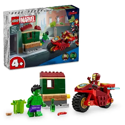 LEGO Конструктор LEGO Marvel 76287 Железный человек на мотоцикле против Халка с разрушаемым домом LEGO MARVEL вид сбоку