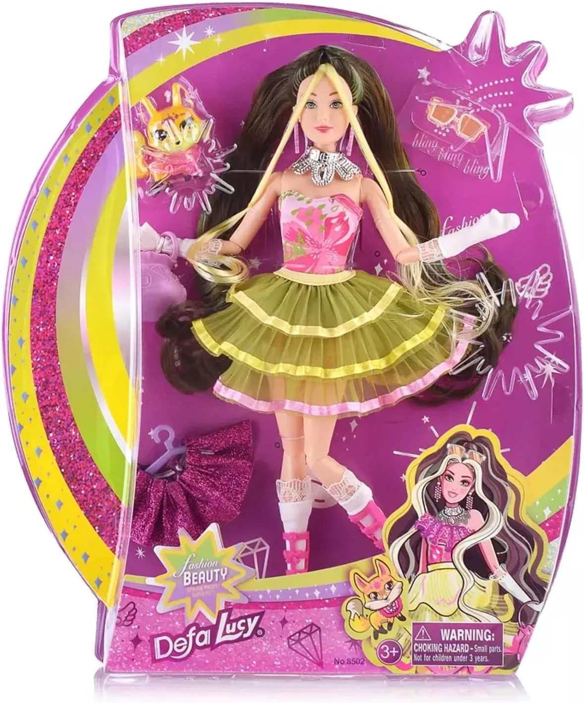 Кукла шарнирная DEFA Lucy Beauty 8502 — 29 см, питомец, сумочка и очки, для девочек от 3 лет