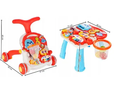 Huanger HUANGER HE0829 3 в 1 — музыкальная панель, столик, пианино 15 мелодий, сортер, 49×43 см от 6 месяцев вид сбоку