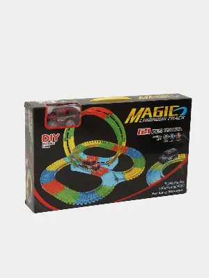 Светящийся трек Magic Tracks YM-813, 121 деталь, с машинкой на батарейках вид сбоку