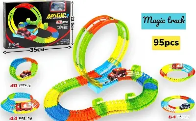 Светящийся трек Magic Tracks YM-812, 95 деталей, с машинкой на батарейках вид сбоку