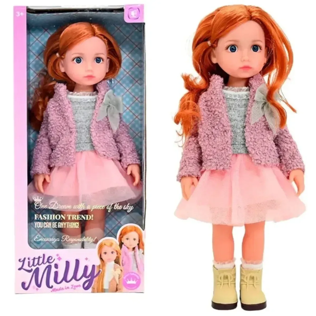 Кукла Little Milly 92017-B шатенка в сиреневом жакете — 37,5 см, прошитые волосы, от 3 лет
