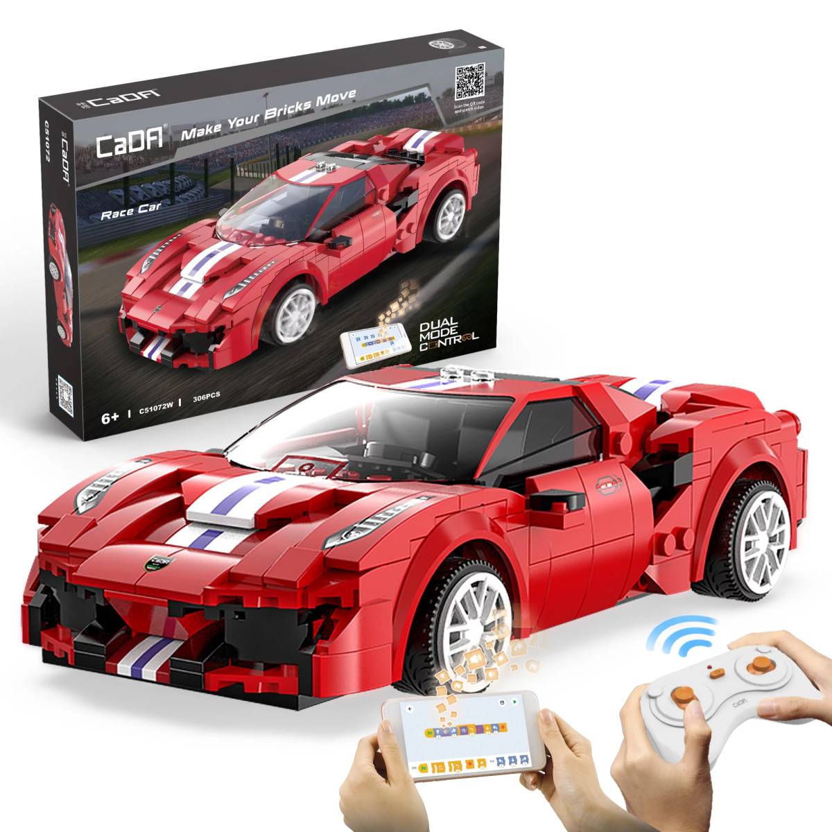 Радиоуправляемый конструктор CaDA Ferrari 488 Technic 306 деталей C51072W