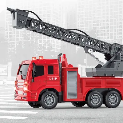 Радиоуправляемая пожарная машина MOKA 2075 — 1:16, выдвижная лестница, поворот платформы, 30×11×15 см купить в Казахстане