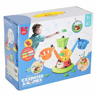Little Bessn Тренажёр «Божья коровка» LITTLE BESSN 4 в 1 296LY — скакалка, ракеты, кольцеброс, пульт, 22 см для детей от 3 лет купить в Алматы