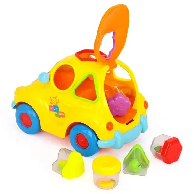 Hola Toys Музыкальная машинка-сортер HOLA 516 «Весёлый фруктовый автомобиль» — 6 форм, Bump&Go, отсек для фруктов, от 18 месяцев вид сбоку