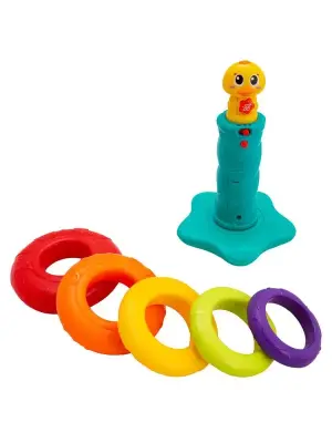 Hola Toys Развивающая пирамидка с уточкой HOLA HE2101 — 21,5 см, свет, звук, 9 мелодий, буквы и цифры для детей от 6 месяцев вид сбоку