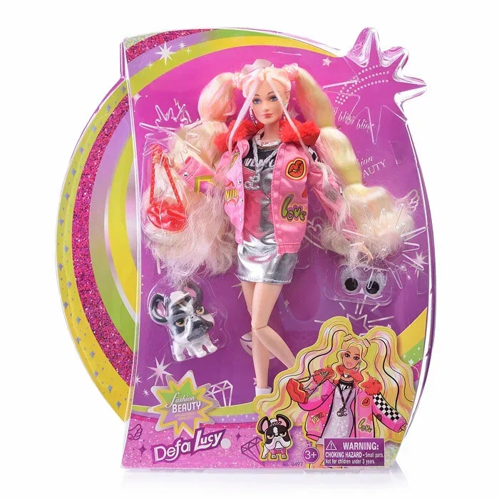 Кукла шарнирная DEFA Lucy FCJ0840265 Fashion Beauty 29 см с питомцем и аксессуарами, от 3 лет
