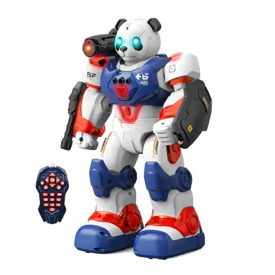 Yearlo Toys Радиоуправляемый робот Панда 22006A — интерактивный 33 см, русский язык, сенсор, пар, диктофон, USB зарядка вид сбоку
